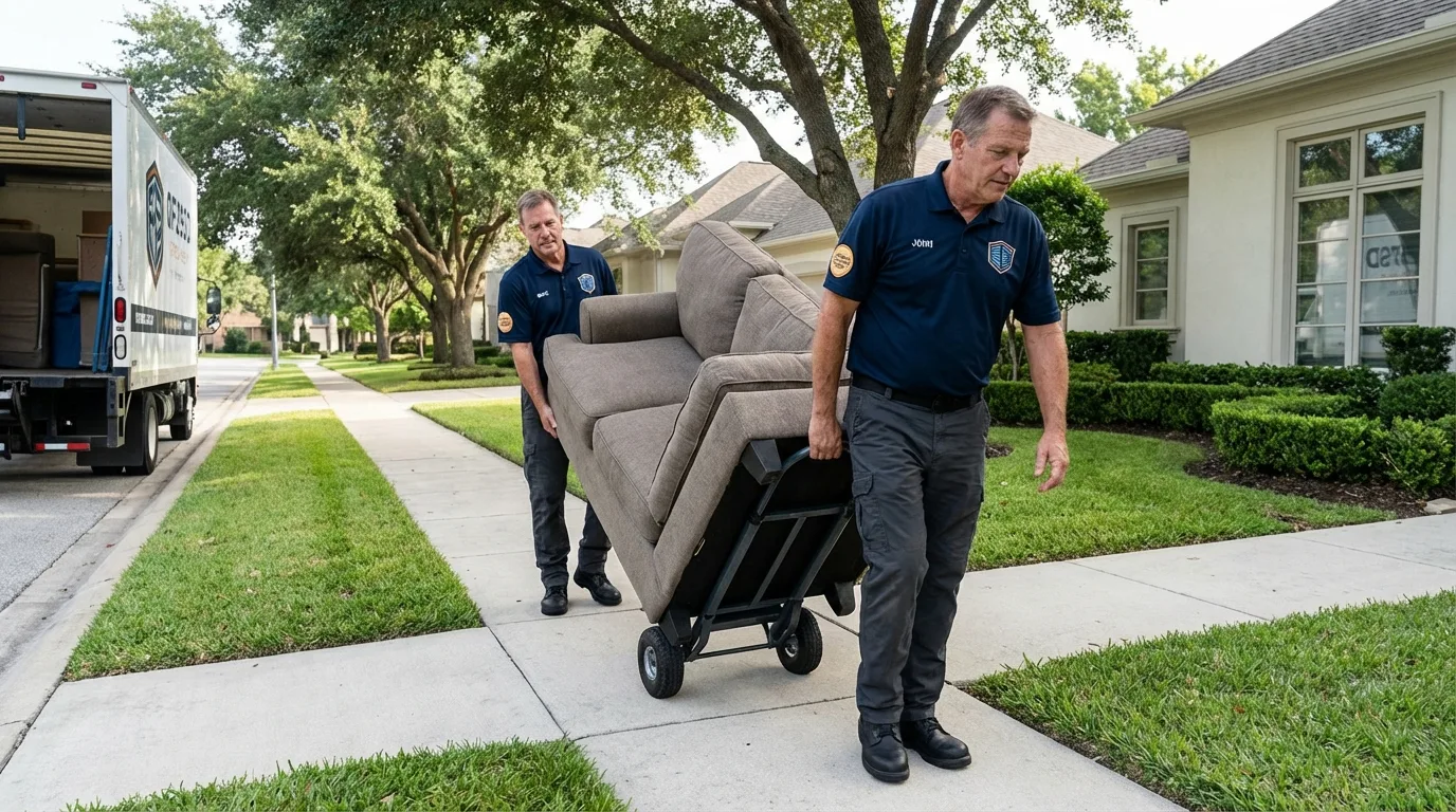 Local residential moving crew loading furniture in Trumansburg, NY