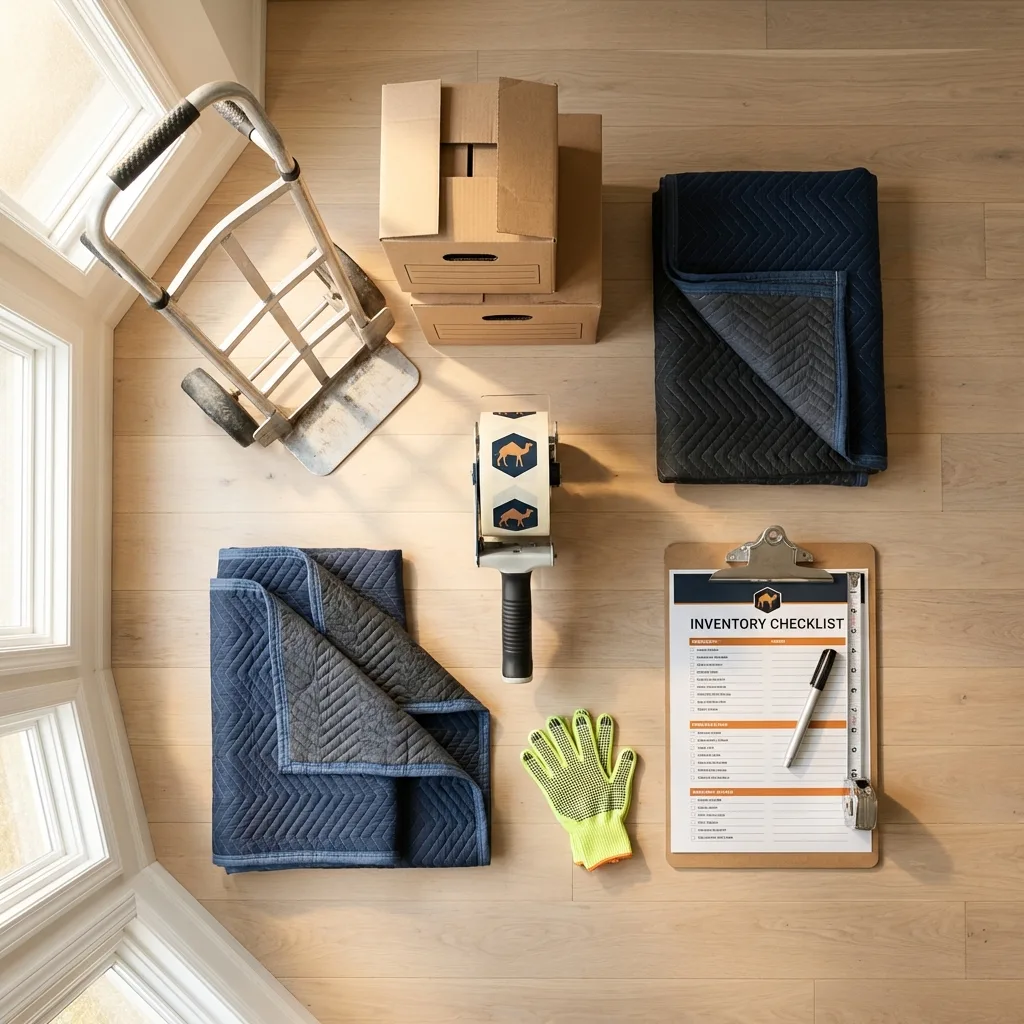Professional moving supplies and packing materials layout for Trumansburg residential relocations